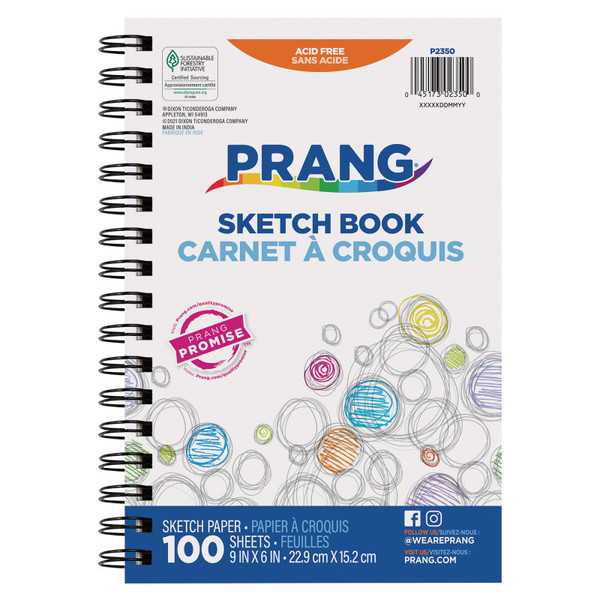 Prang Prang Sketch Book, Beginner Weight, 9" X 6", 100 Sheets PAC2350