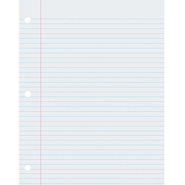 Pacon Composition Paper, White, Red Margin, 9/32" Ruled, 8 1/2" X 11", 500 Sheets Per Pack, 2 Packs PAC2405-2