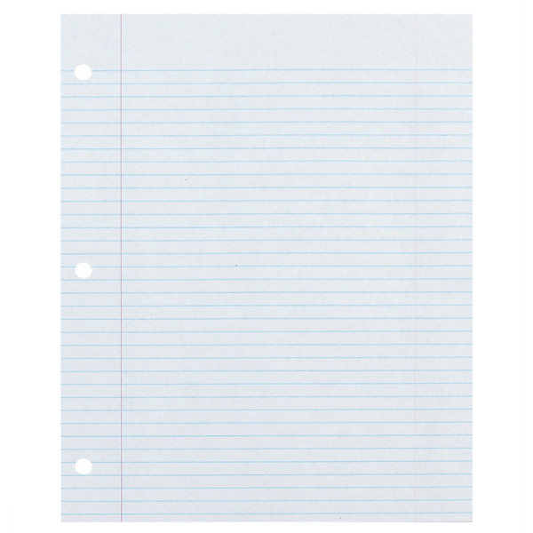 Ecology Recycled Filler Paper, White, 3-Hole Punched, 9/32" Ruled W/ Margin 8-1/2" X 11", 500 Sheets PAC2417