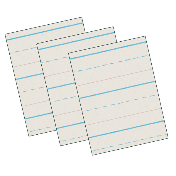 Pacon Newsprint Handwriting Paper, Skip-A-Line, Grade 1, 1/2" X 1/4" X 1/4" Ruled Long, 11" X 8-1/2", 500 Sheets Per Pack, 3 Packs PAC2694-3
