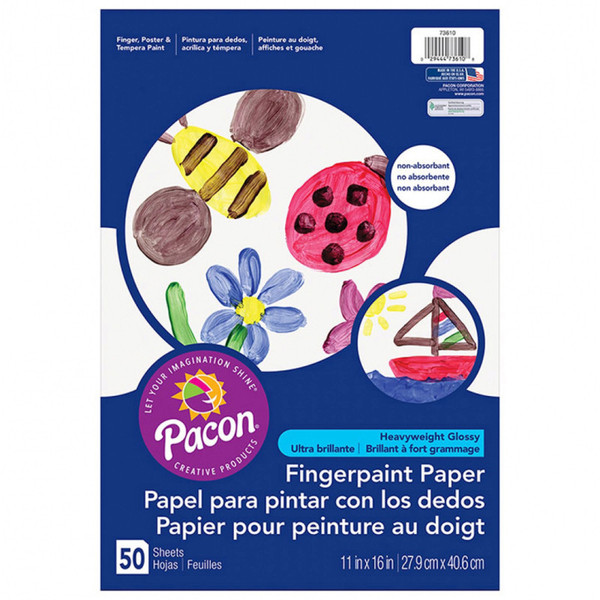 Prang Fingerpaint Paper, White, 11" X 16", 50 Sheets PAC73610