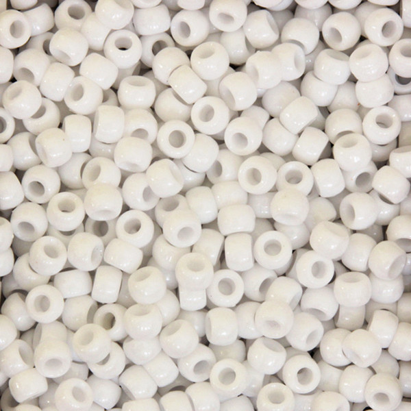 Creativity Pony Beads, White, 6 Mm X 9 Mm, 1000 Pieces PACAC355202