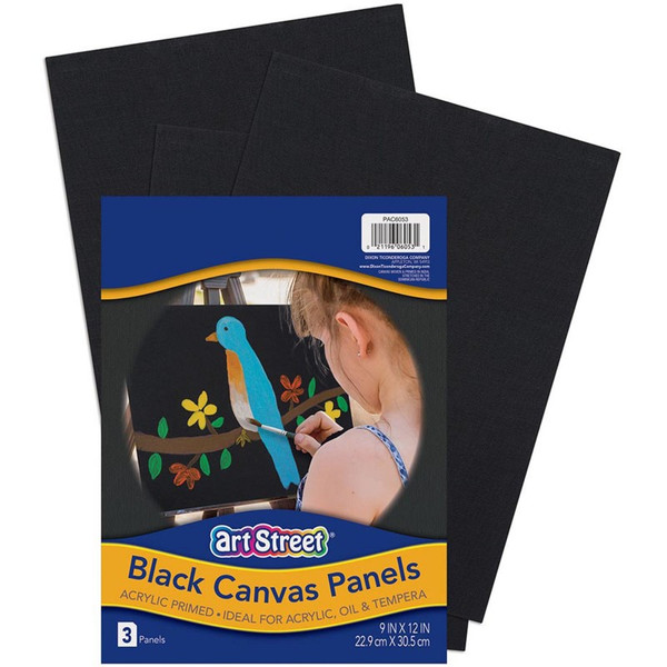 Prang Canvas Panels, Black, 9" X 12", 3 Panels PACAC6053