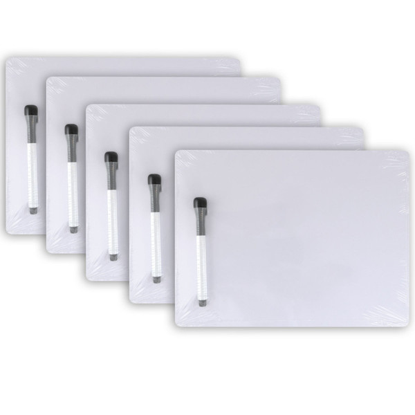 Pacon Dry Erase Whiteboard, 1-Sided, Plain, With Marker/Eraser, 9" X 12", 5 Sets PACAC9881C1-5