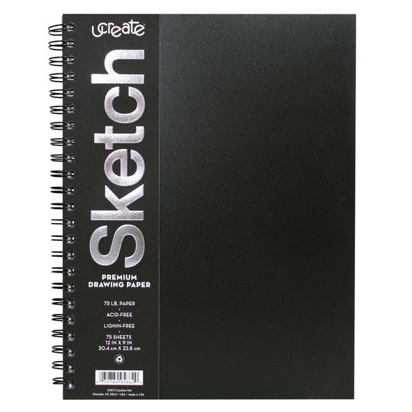 Ucreate Poly Cover Sketch Book, Heavyweight, 12" X 9", 75 Sheets PACCAR37088