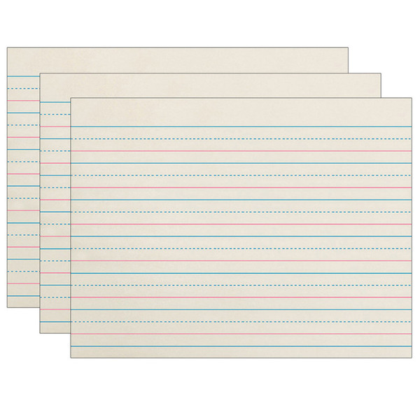 Zaner-Bloser Newsprint Handwriting Paper, Dotted Midline, Grade K, 3/4" X 3/8" X 3/8" Ruled Long, 10-1/2" X 8", 500 Sheets Per Pack, 3 Packs PACZP2609-3