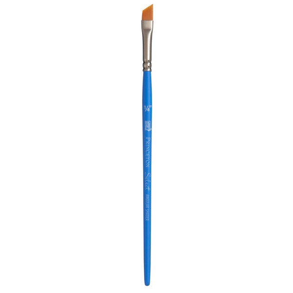 Princeton Select Artiste Angle Shader Brush, Synthetic Bristles, Short Handle Mixed Media Paintbrush, Jewel Blue, Size 1/4 Inch, 1 Count PBXP3750AS025