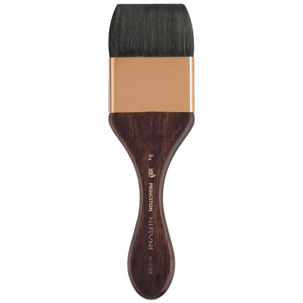 Princeton Neptune Mottler Brush, Synthetic Bristles, Short Handle Watercolor Paintbrush, Dark Wood, Size 2 Inch, 1 Count PBXP4750M200