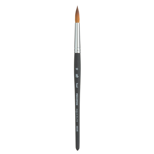 Princeton Aqua Elite Round Brush, Synthetic Bristles, Short Handle Watercolor Paintbrush, Matte Black, Size 10, 1 Count PBXP4850R10