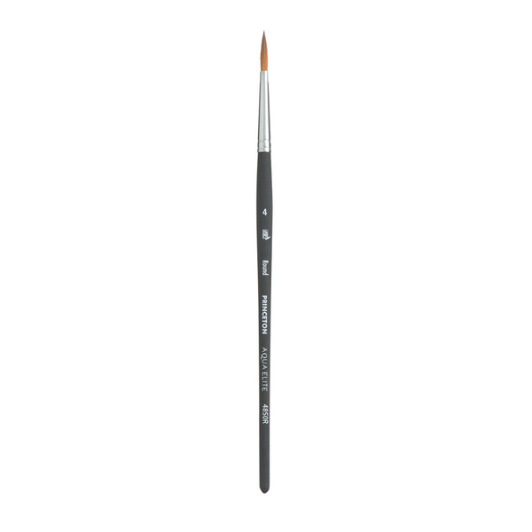 Princeton Aqua Elite Round Brush, Synthetic Bristles, Short Handle Watercolor Paintbrush, Matte Black, Size 4, 1 Count PBXP4850R4