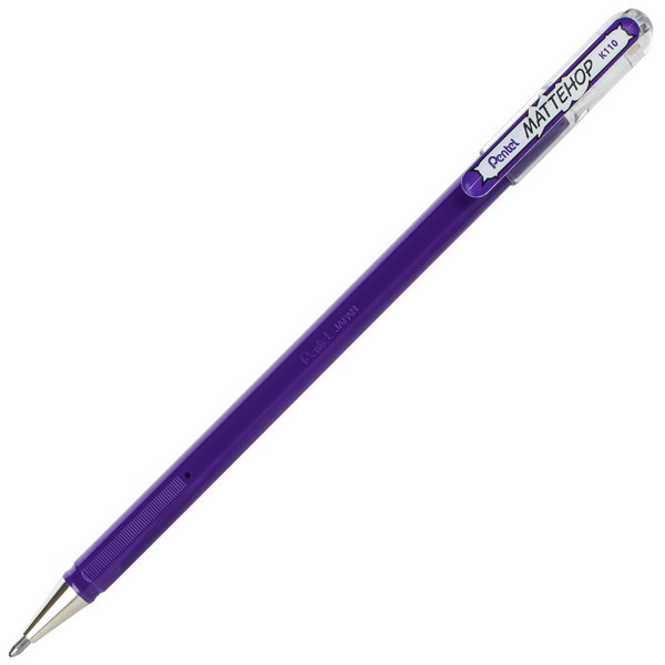 Pentel Hybrid Mattehop Gel Roller, 1.0Mm, Matte Violet Ink, Pack Of 12 PENK110VV