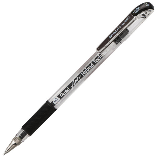 Pentel Hybrid Technica (0.3Mm) Gel Pen, Black Ink, Pack Of 12 PENKN103A