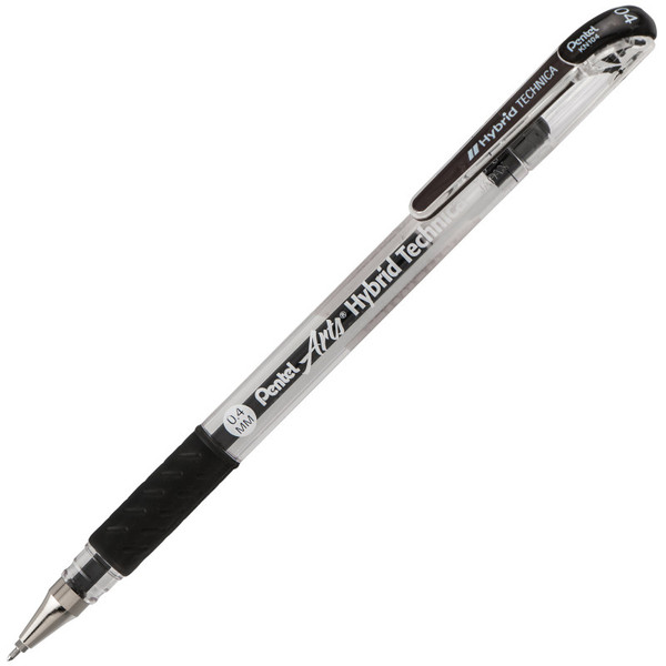 Pentel Hybrid Technica (0.4Mm) Gel Pen, Black Ink, Pack Of 12 PENKN104A