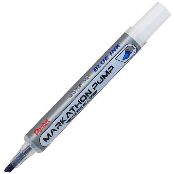 Pentel Markathon Pump Dry Erase Marker, Chisel Tip, Blue Ink, 1 Dozen PENMWL6SXC