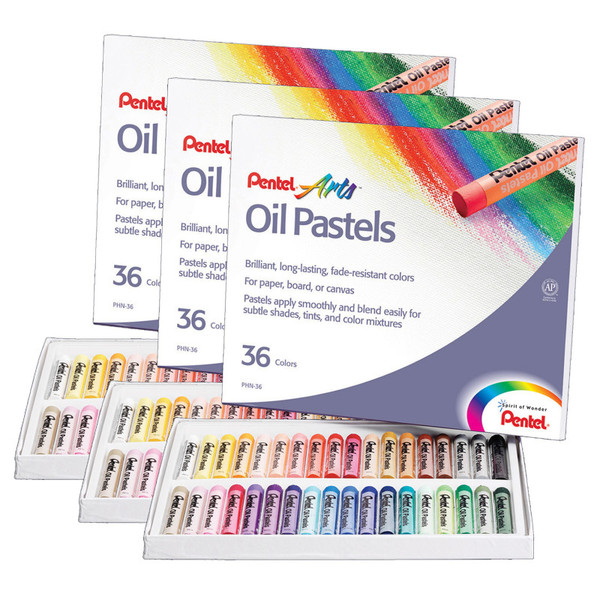 Pentel Oil Pastel Set, 36 Colors, 3 Sets PENPHN36-3