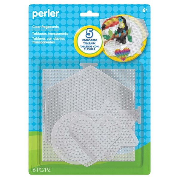 Perler Small & Large Basic Shapes Clear Pegboards, Pack Of 5 PER22750
