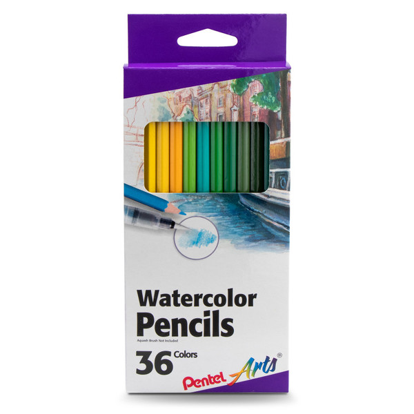Pentel Watercolor Pencil Set, Assorted Colors, 36-Pack PTACB936