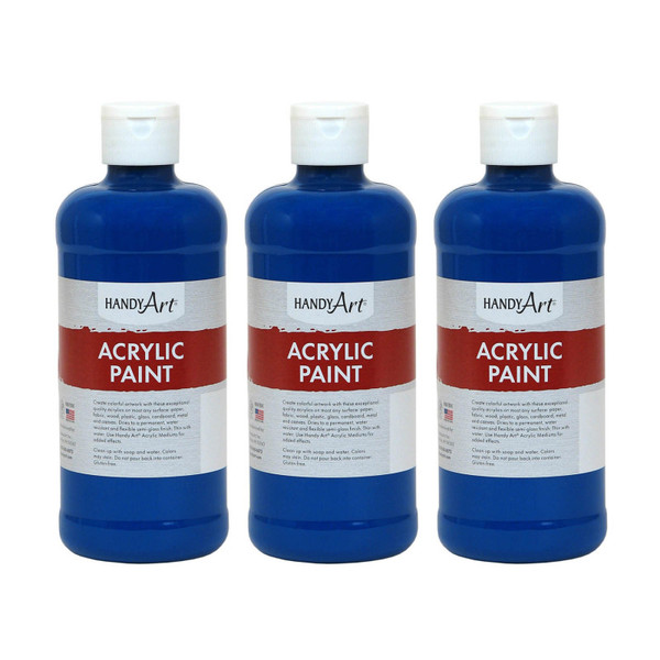 Handy Acrylic Paint 16 Oz, Ultra Blue, Pack Of 3 RPC101065-3