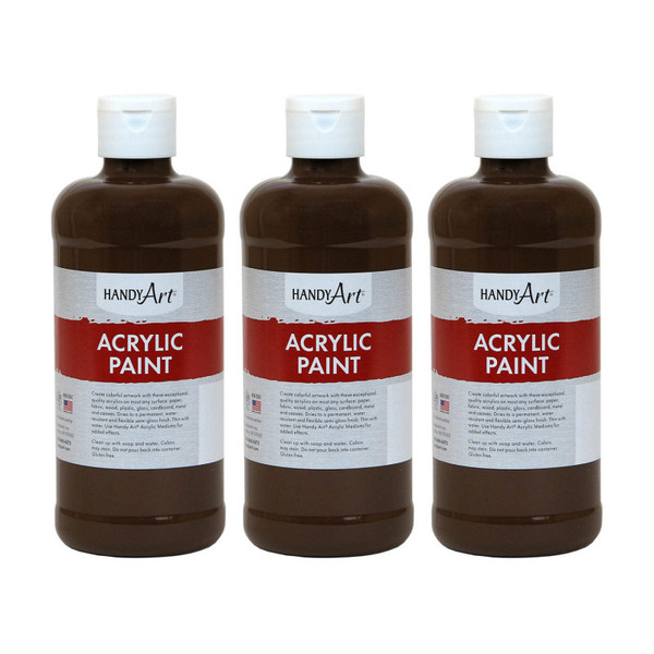 Handy Acrylic Paint 16 Oz, Burnt Umber, Pack Of 3 RPC101090-3
