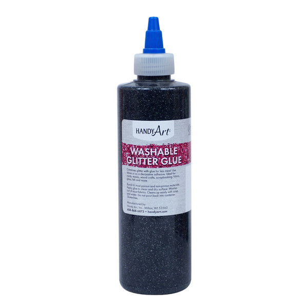 Handy Washable Glitter Glue, 8 Oz., Black RPC146055