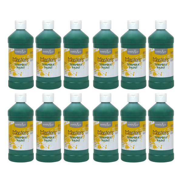 Handy Little Masters Tempera Paint, Green, 16 Oz., Pack Of 12 RPC201745-12