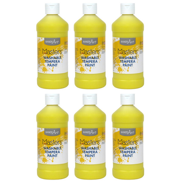 Handy Little Masters Washable Tempera Paint, Yellow, 16 Oz., Pack Of 6 RPC211710-6