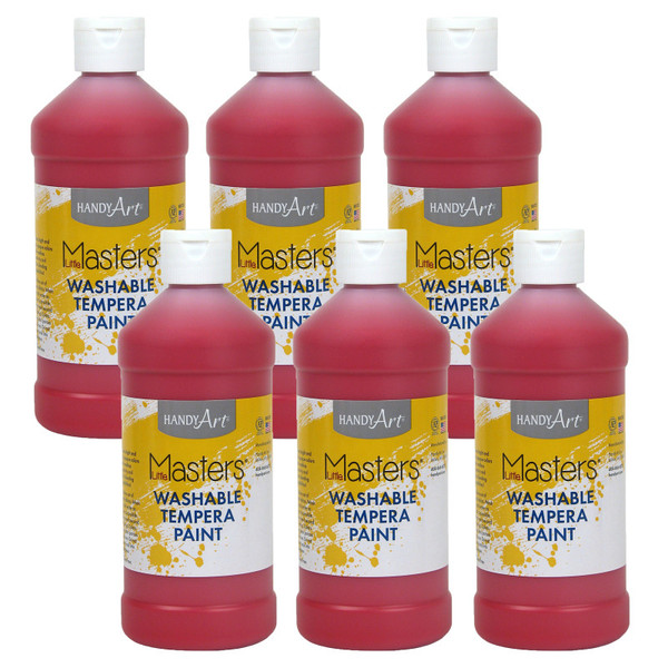 Handy Little Masters Washable Tempera Paint, Red, 16 Oz., Pack Of 6 RPC211720-6