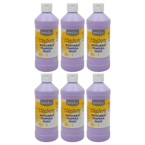 Handy Little Masters Washable Tempera Paint, 16 Oz., Light Purple, Pack Of 6 RPC211738-6