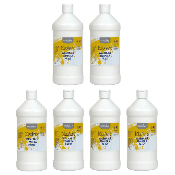 Handy Little Masters Washable Tempera Paint, White, 32 Oz., Pack Of 6 RPC213705-6