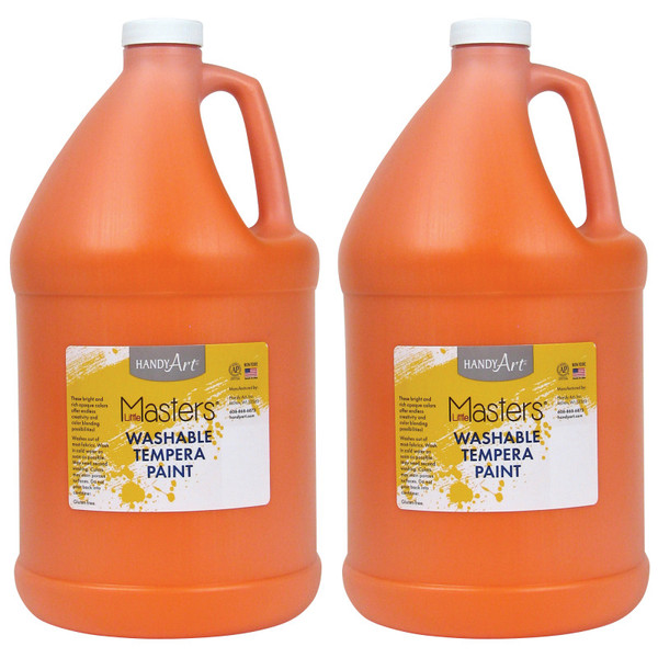 Handy Little Masters Washable Tempera Paint, Orange, Gallon, Pack Of 2 RPC214715-2