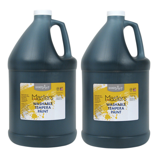 Handy Little Masters Washable Tempera Paint, Black, Gallon, Pack Of 2 RPC214755-2