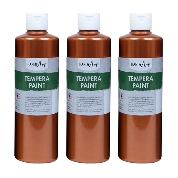 Handy Metallic Tempera Paint, 16 Oz., Copper, Pack Of 3 RPC231164-3