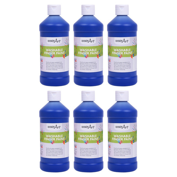 Handy Washable Finger Paint, Blue, 16 Oz., Pack Of 6 RPC241030-6