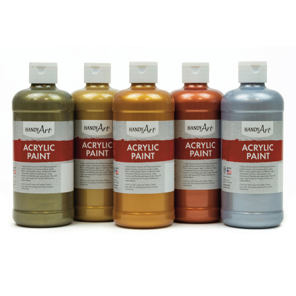 Handy Metallic Acrylic Paint, 16 Oz, Set Of 5 RPC881065