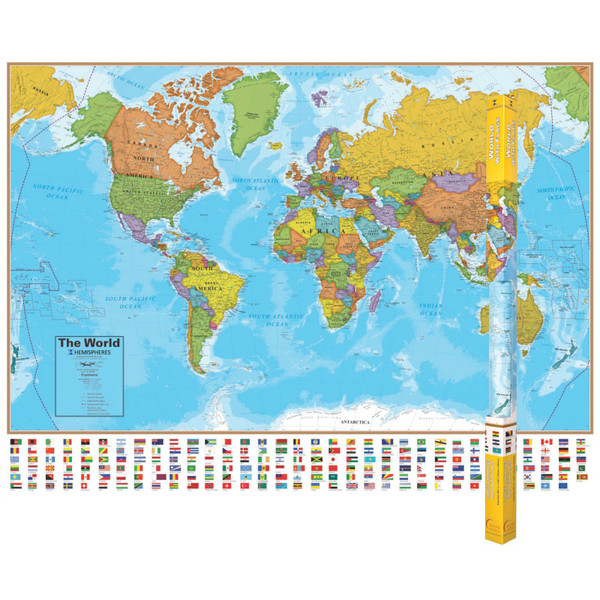 Hemispheres Blue Ocean Series World Laminated Wall Map, 38" X 51" RWPHM01
