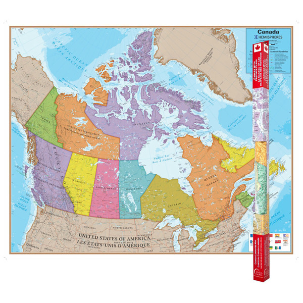 Hemispheres Laminated Map, Canada, 47" X 38" RWPHM06