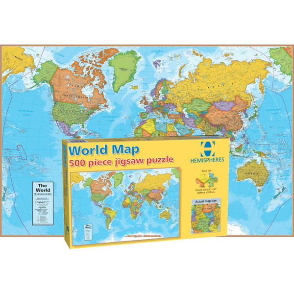 Round World Map Jigsaw Puzzle, 500 Pieces RWPHMP01