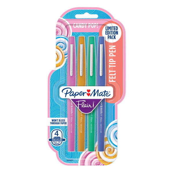 Paper Flair Felt Tip Pens, Medium Point, Candy Pop Pack, 4 Count SAN1979421