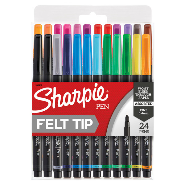 Sharpie Art Pens, Fine Point, Assorted Colors, 24 Count SAN1983967