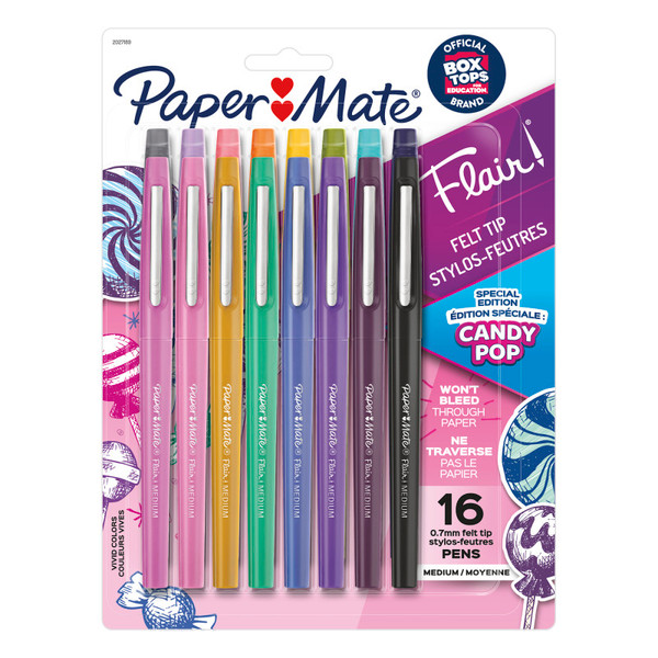 Paper Flair Felt Tip Pens, Medium Point, Candy Pop Pack, 0.7Mm, 16 Count SAN2027189
