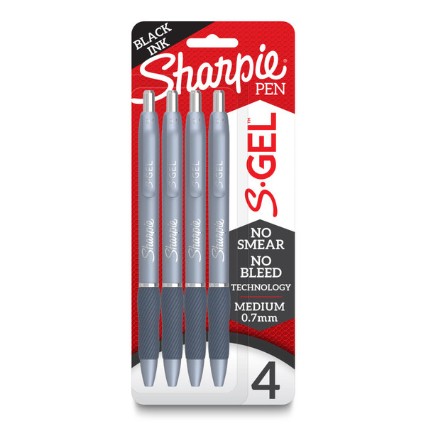 Sharpie S-Gel, Gel Pens, Medium Point (0.7Mm), Frost Blue Body, Black Gel Ink Pens, 4 Count SAN2126213
