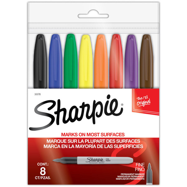 Sharpie Fine Point Permanent Markers, Assorted, Set Of 8 SAN30078