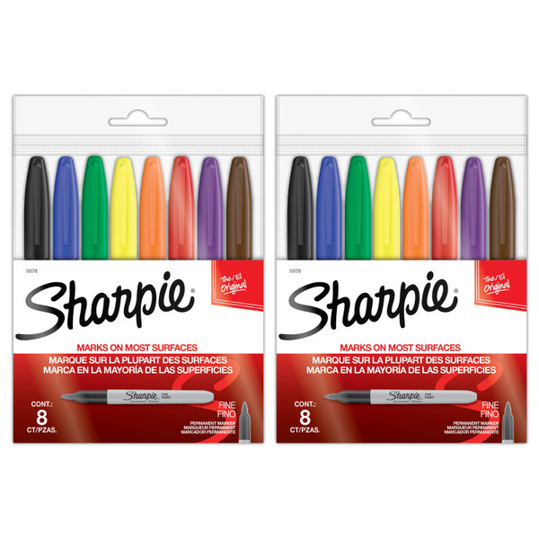 Sharpie Fine Point Permanent Markers, 8 Per Set, 2 Sets SAN30078-2