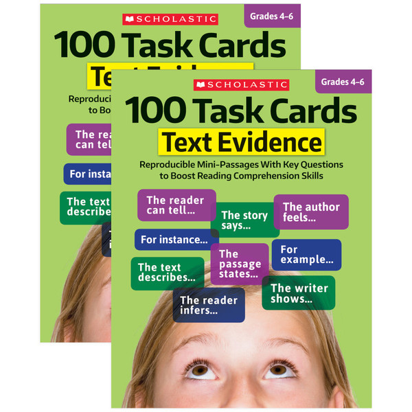 Scholastic 100 Task Cards: Text Evidence Text Activity Book, Pack Of 2 SC-811301-2