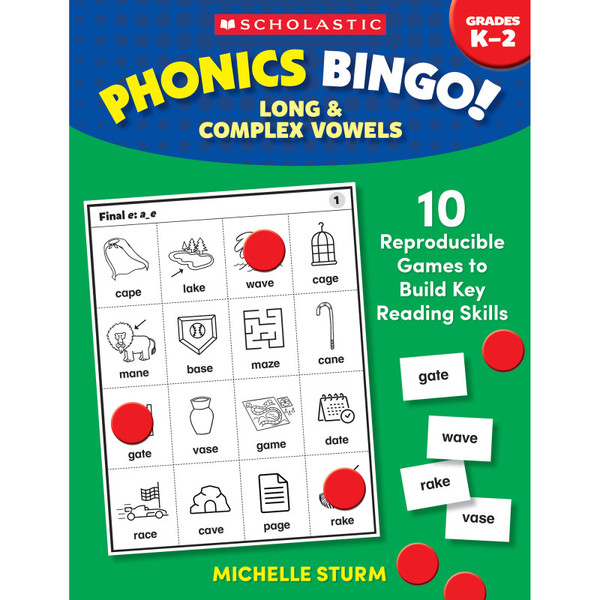 Scholastic Phonics Bingo: Long & Complex Vowels Activity Book SC-9781546106500