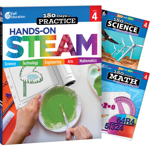 Shell 180 Days Steam, Science, & Math Grade 4: 3-Book Set SEP147645