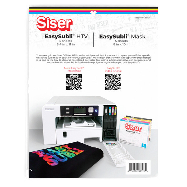 Siser Easysubli Htv Heat Transfer Vinyl & Mask, 5 Sheets Each SIRMIESUBPACK8411
