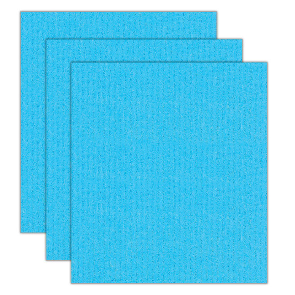S.M. Sponge Cloth, 7.5" X 8", Blue, Pack Of 3 SMABNU907BL5-3