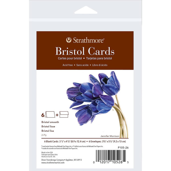 Strathmore 400 Series Bristol Cards & Envelopes, Anniversary Size, 3.5X4.875 Inch, 6 Pack STTP10526