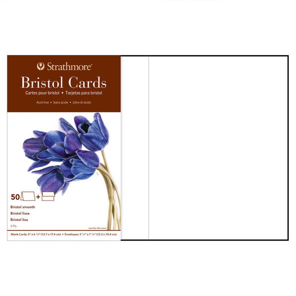 Strathmore 400 Series Bristol Cards & Envelopes, Full Size, 5X6.875 Inch, Pack Of 50 STTP10550